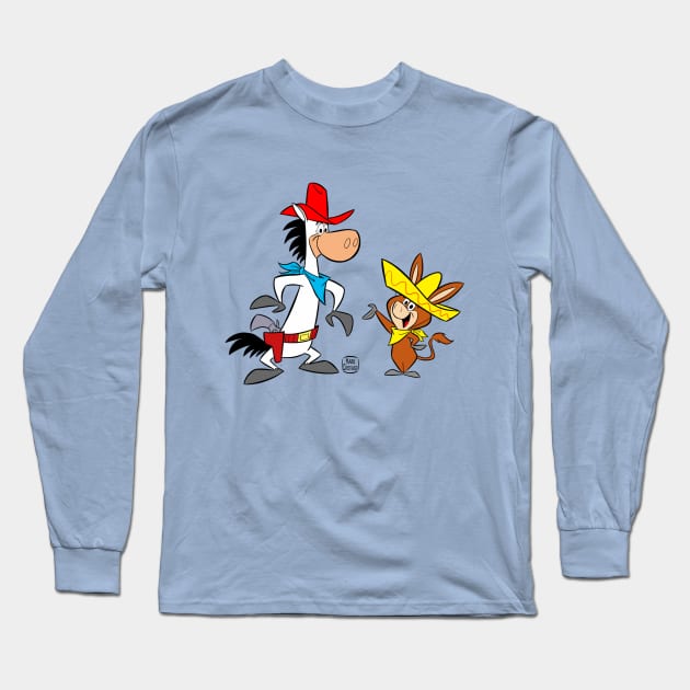 Quick Draw McGraw and Baba Looey in Color Long Sleeve T-Shirt by markscartoonart62